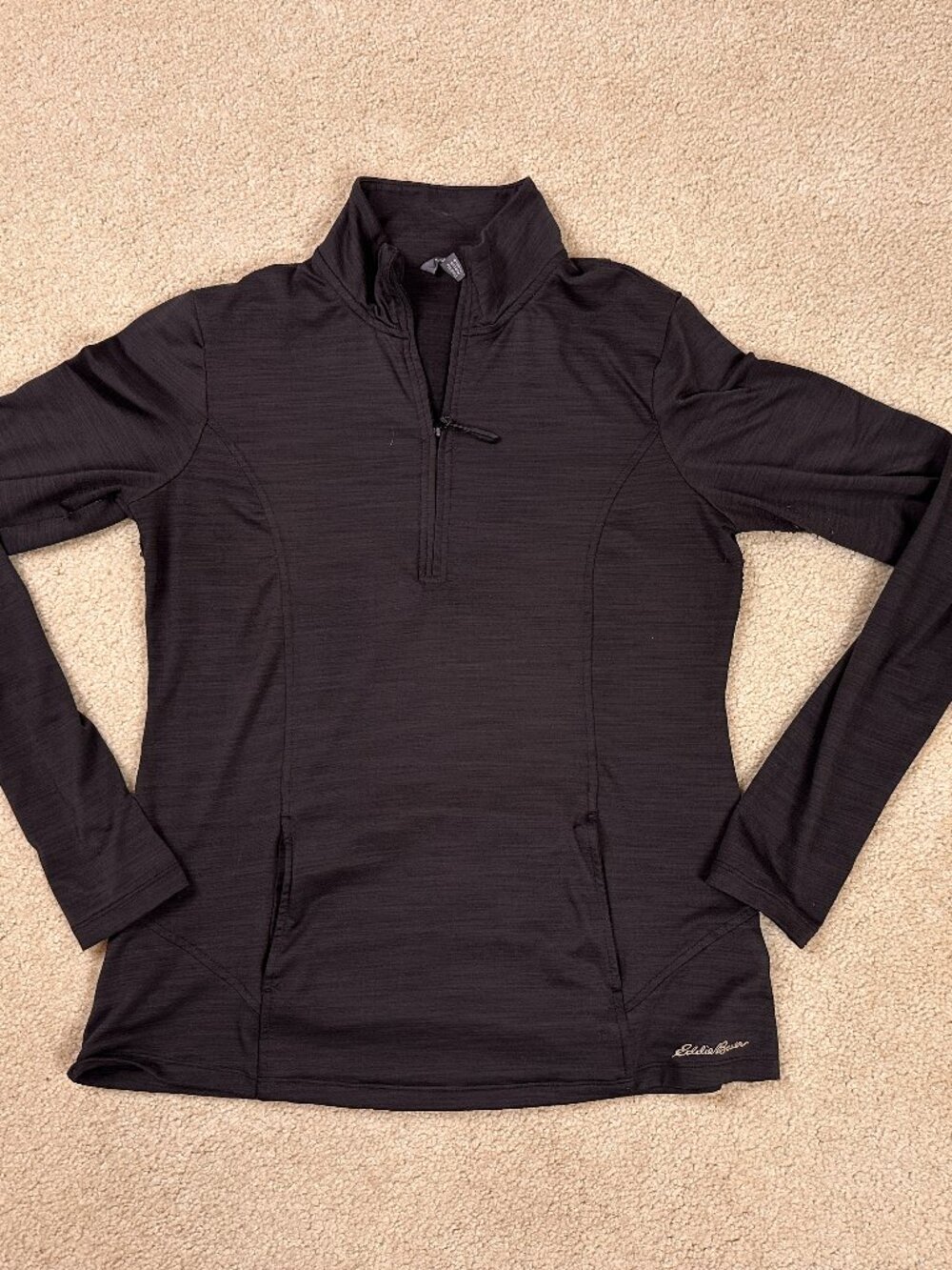 Eddie Bauer Women's Light Jogging Track Jacket Layer Stretch Size Medium Black